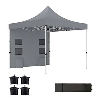 Pop Up Canopy Tent with Wheeled Carry Bag, Sidewall Pockets and Adjustable Legs