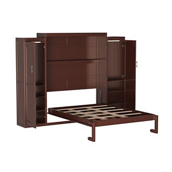 Pnronnc Full Size Wall Bed Murphy Bed Cabinet with Storage Wardrobes & Shelf for Bedroom Guest Room