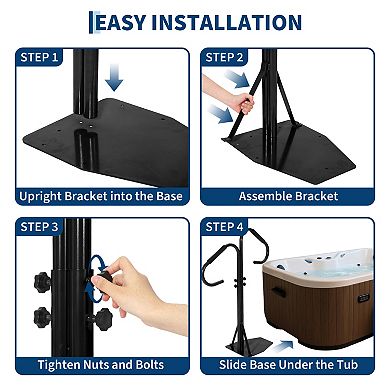 Slide Under Hot Tub Handrail for Above Ground Pool,38"-58" Adjustable Safety Spa Handrail
