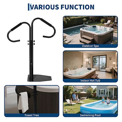 Slide Under Hot Tub Handrail for Above Ground Pool,38"-58" Adjustable Safety Spa Handrail