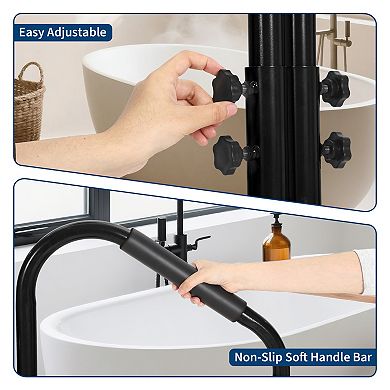 Slide Under Hot Tub Handrail for Above Ground Pool,38"-58" Adjustable Safety Spa Handrail