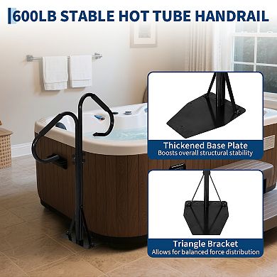 Slide Under Hot Tub Handrail for Above Ground Pool,38"-58" Adjustable Safety Spa Handrail