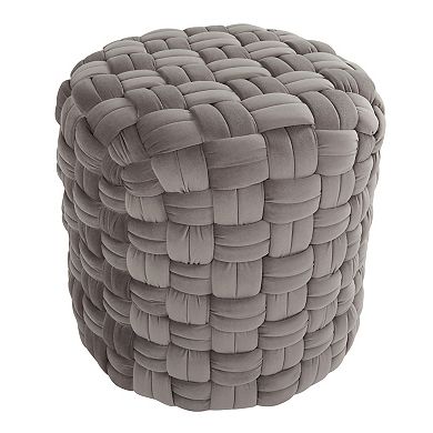 Loheer Handwoven Velvet Round Ottoman Foot Stool