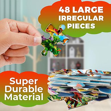 QUOKKA Round Floor Puzzle for Kids Ages 4-6 48 Piece Large Educational Puzzle with Thick Pieces