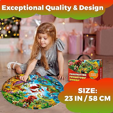 QUOKKA Round Floor Puzzle for Kids Ages 4-6 48 Piece Large Educational Puzzle with Thick Pieces