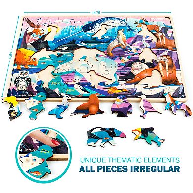 QUOKKA Jigsaw Puzzles for Kids Ages 4-6 4 Pack 60 Piece Educational Puzzles with Colorful Learning
