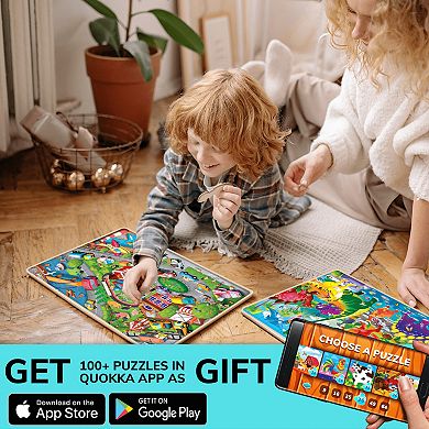QUOKKA Jigsaw Puzzles for Kids Ages 4-6 4 Pack 60 Piece Educational Puzzles with Colorful Learning