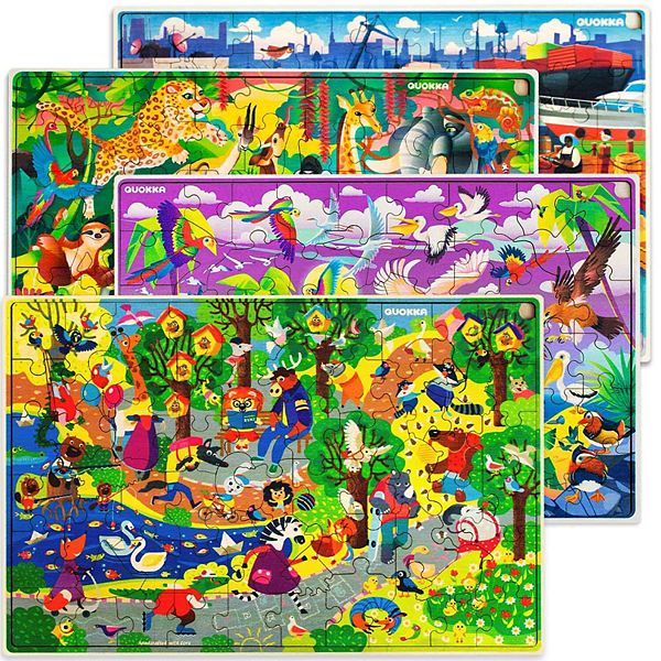 QUOKKA Jigsaw Puzzles for Kids Ages 4-6 4 Pack 60 Piece Educational ...