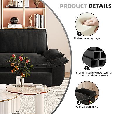 Pnronnc Velvet Loveseat Sofa, Convertible Sofa Bed Queen Pull Out 3-in-1 Sleeper Sofa