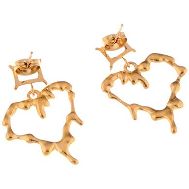 Gold-Plated Heart Drop Fashion Earrings with Crystal Stud Accents
