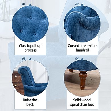 Upholstered Accent Chair with Fabric and Rubber Wood Frame for Living Room