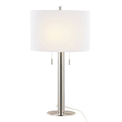 Loheer Contemporary Metal Table Lamp Set with Linen Shade, 29.25 in