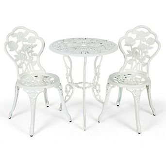 Outdoor Cast Aluminum Patio Furniture Set with Rose Design
