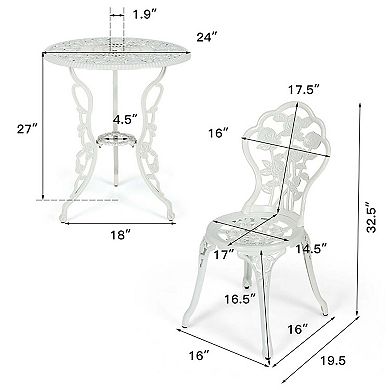 Outdoor Cast Aluminum Patio Furniture Set with Rose Design