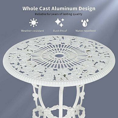 Outdoor Cast Aluminum Patio Furniture Set with Rose Design