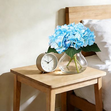 Artificial Hydrangea Flowers with Glass Vase & Fake Water - Faux Hydrangea for Home Decor