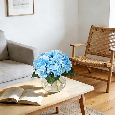 Artificial Hydrangea Flowers with Glass Vase & Fake Water - Faux Hydrangea for Home Decor
