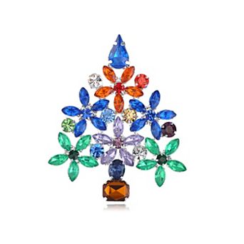 Women's Dazzling Christmas Tree Holiday Jewelry Pin Brooch