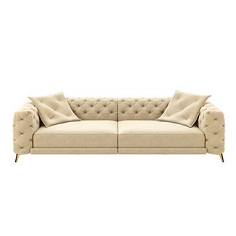 Pnronnc Convertible Sofa Bed, Velvet Deep Seat Sleeper Sofa Tufted 4 Seat Couch