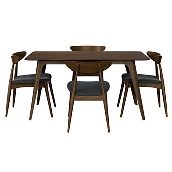 Pnronnc Kitchen Table Set 5 pc Dining Table Set with Rubberwood Table & 4 Ergonomic Chairs