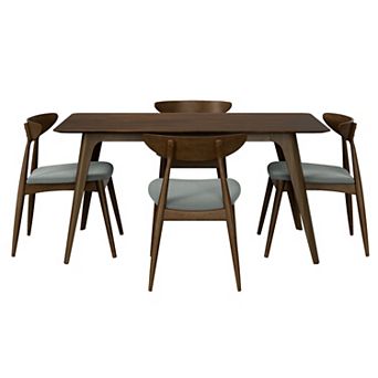 Pnronnc Kitchen Table Set 5 pc Dining Table Set with Rubberwood Table & 4 Ergonomic Chairs