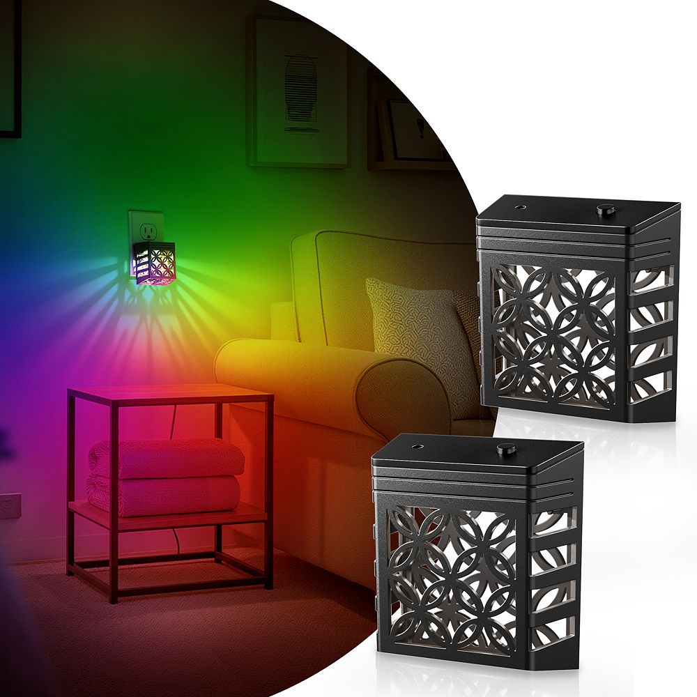 0.5W Integrated LED Color Changing Plug In Night Light 3000K+RGB Button ...