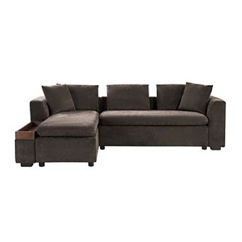 Pnronnc L Shaped Sectional Sofa Chenille Upholstered Sofa Couch with Storage Compartment