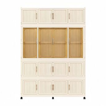 Baby Storage Wardrobe 17 Magnetic Doors 17 Cubes 1 Hanging Rod Cream White