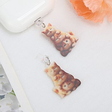 Cat Pendants Dust Plug Charm for Lightning Light Brown 2 Pcs