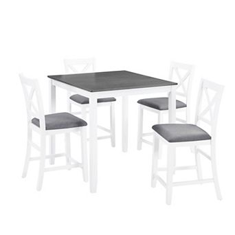 Pnronnc 5 pc Dining Table Set Kitchen Dining Set for 4 with Square Wooden Table & 4 Chairs