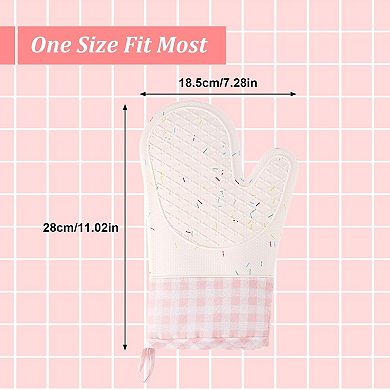 Silicone oven gloves with non-slip cotton lining
