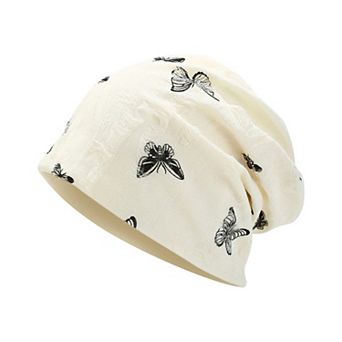 Women Butterfly Embroidery Slouchy Beanie Soft Lightweight Breathable Casual Hat