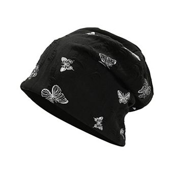 Women Butterfly Embroidery Slouchy Beanie Soft Lightweight Breathable Casual Hat