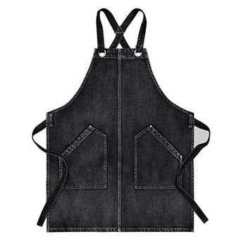 Denim Style Work Apron with Dual Front Pockets Utility Apron for Kitchen Cafe Workshop and Home Use
