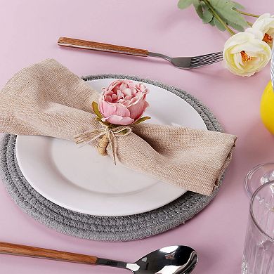 Handmade Floral Napkin Ring Set of 6, Pink Peony, Handmade, Table Decoration
