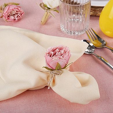 Handmade Floral Napkin Ring Set of 6, Pink Peony, Handmade, Table Decoration