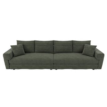 Pnronnc Plush Corduroy Upholstered Sofa, 4 Seat Deep Seat Cloud Sofa Convertible Comfy Couch