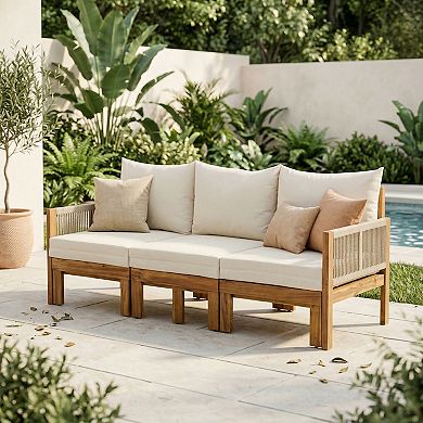 3 Seat Outdoor Daybed with Cushions for Patio, Backyard