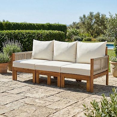3 Seat Outdoor Daybed with Cushions for Patio, Backyard