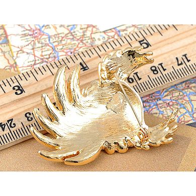 Clear Crystal Rhinestones Gold Tone Hooting Owl Pin Bridal Bouquet Brooch