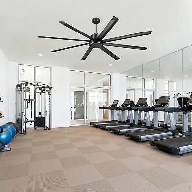 84" Industrial Black Aluminum HVLS Large Ceiling Fan with Remote for Garage, Workshop, Warehouse