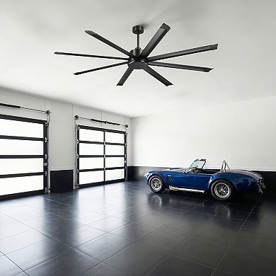 84" Industrial Black Aluminum HVLS Large Ceiling Fan with Remote for Garage, Workshop, Warehouse