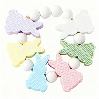 Wooden Easter Bunny Napkin Rings, Set of 12, Colorful Bunny Stand