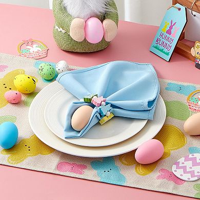 Wooden Easter Bunny Napkin Rings, Set of 12, Colorful Bunny Stand