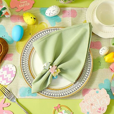Wooden Easter Bunny Napkin Rings, Set of 12, Colorful Bunny Stand