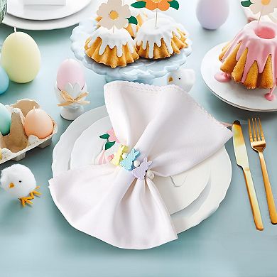 Wooden Easter Bunny Napkin Rings, Set of 12, Colorful Bunny Stand