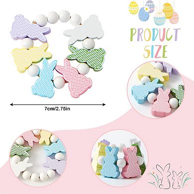 Wooden Easter Bunny Napkin Rings, Set of 12, Colorful Bunny Stand