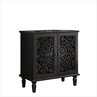 KWPZQEB Vintage Hollow-Carved 2-Door Accent Cabinet