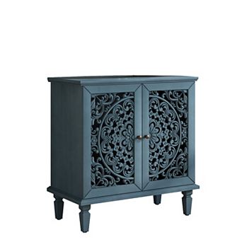 KWPZQEB Vintage Hollow-Carved 2-Door Accent Cabinet