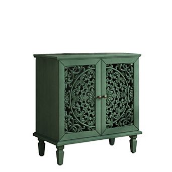 KWPZQEB Vintage Hollow-Carved 2-Door Accent Cabinet